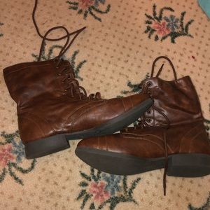 Brown combat boots